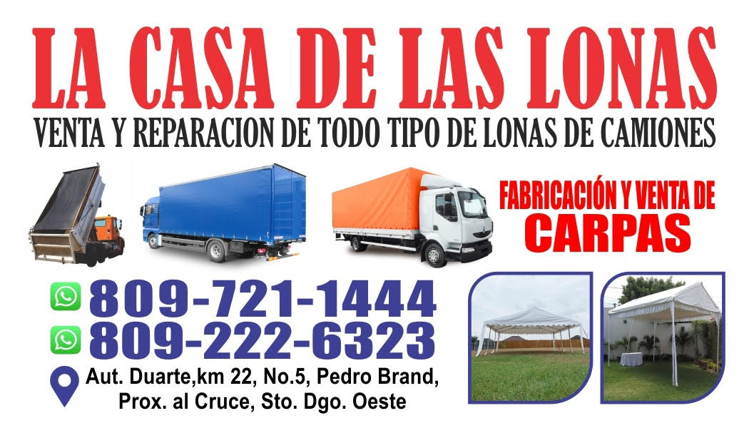 Tarjeta de La Casa de las Lonas con servicios y datos de contacto